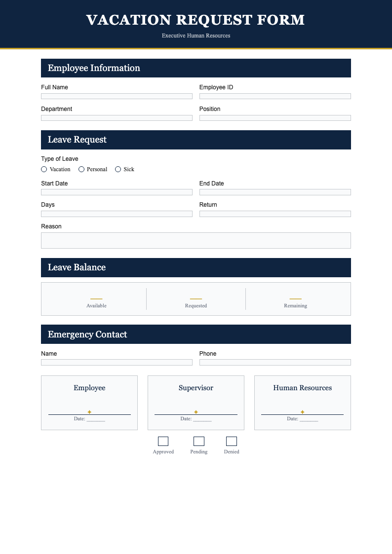 Navy professional vacation form
